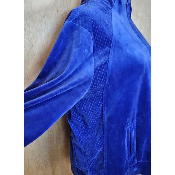 Women's Kim‎ Kim Rogers Blue Velour Mock Zip Up Jacket Size Large - Picture 4 of 7